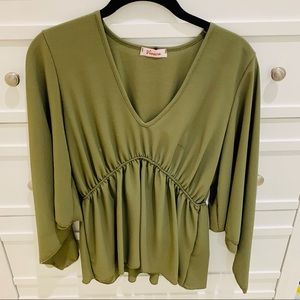 Olive green babydoll top